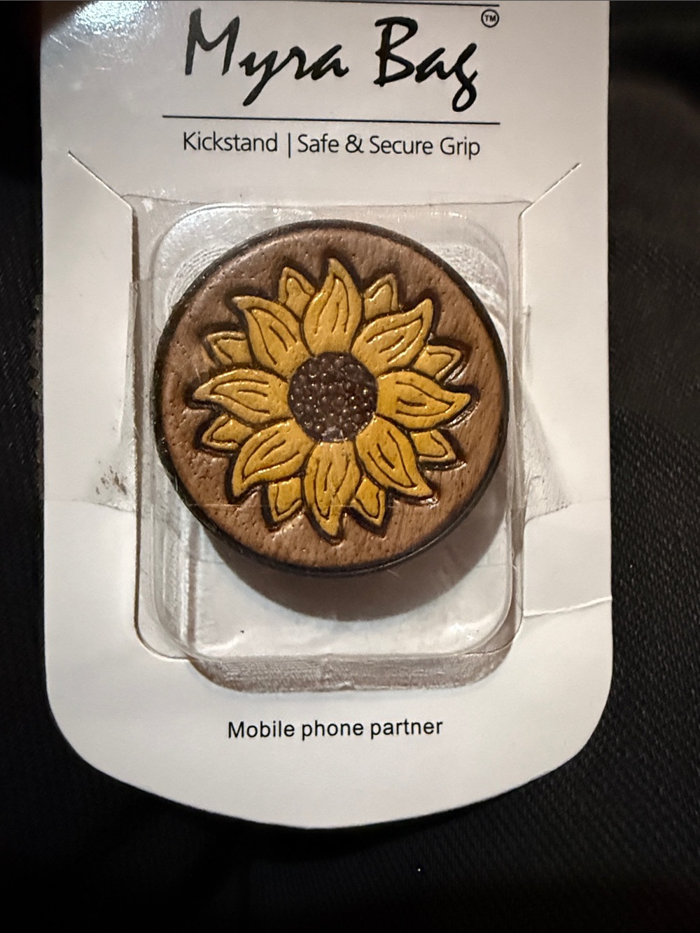 Myra leather sunflower phone socket, new